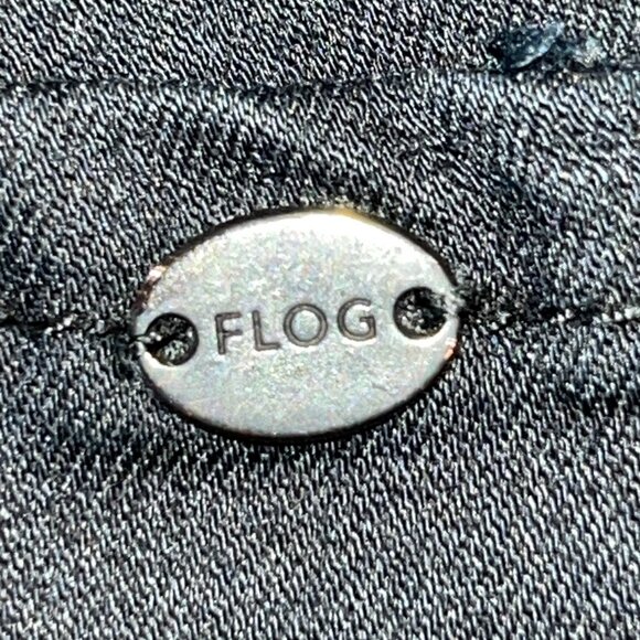 Bevy Flog - Amanda Black Wide Leg Flare Denim Raw Hem & Elastic Waist Jeans 29 - Picture 8 of 11